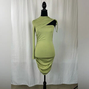 NWT Evening green one shoulder cocktail dress size S